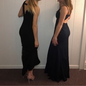 long backless formal black dress